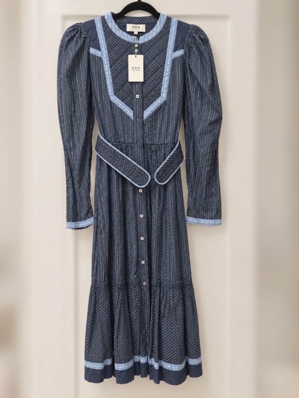 Sea New York Navy Cotton Midi Dress – Size M – NWT